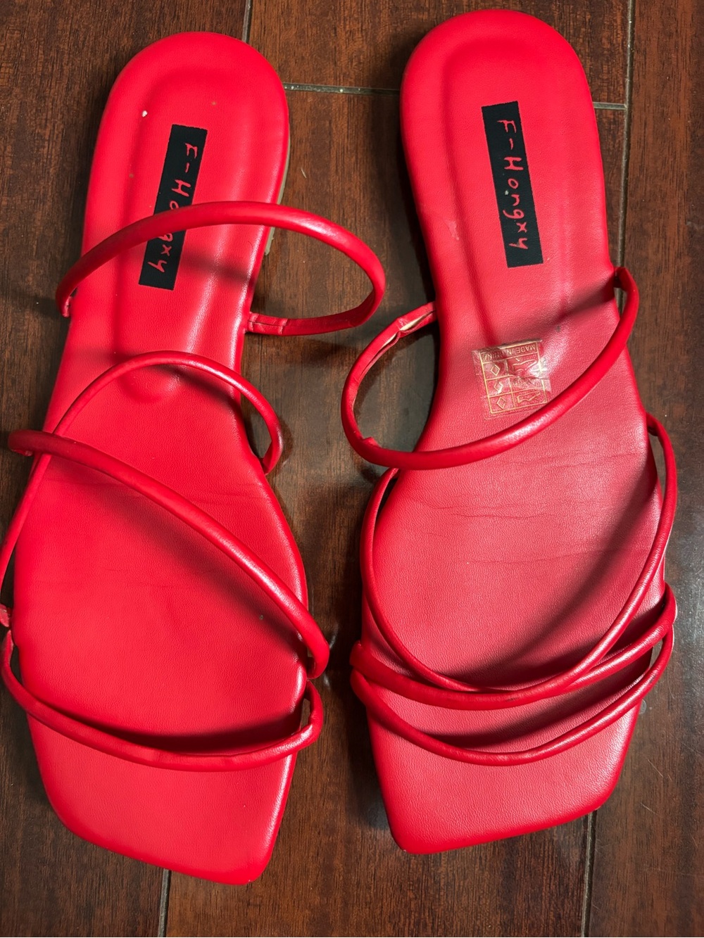 Red Strappy Women's Slide Sandals